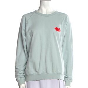 Clare V graphic lips sweatshirt in light blue